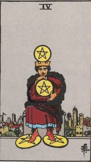 Carta de Tarot Cuatro de Oros