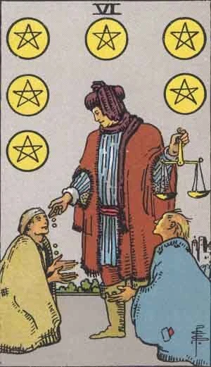Carta de Tarot Seis de Oros
