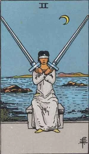 Carta del Tarot Dos de Espadas